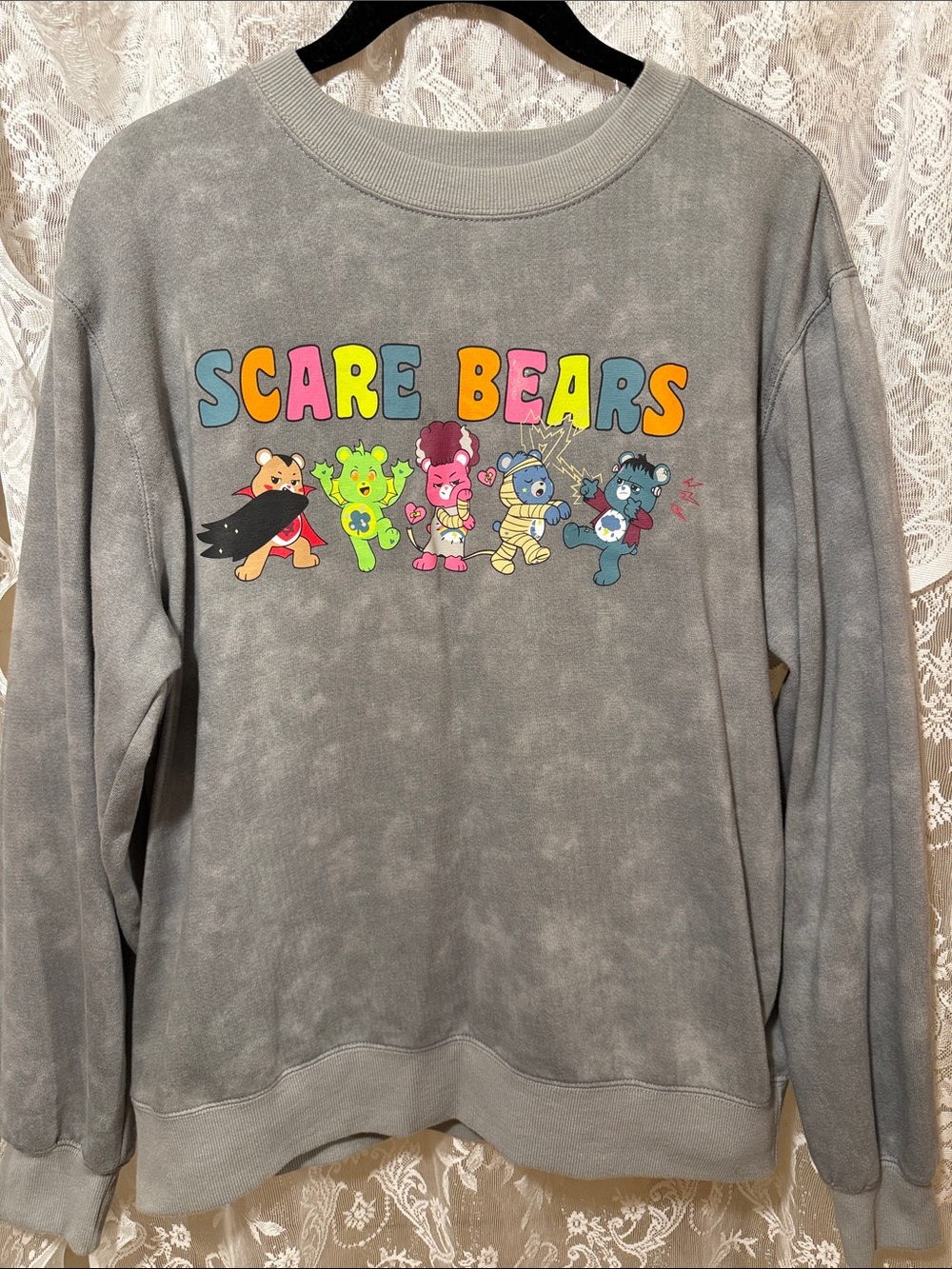 LG Gray 'Scare Bears' Graphic Sweatshirt with Multicolor Characters